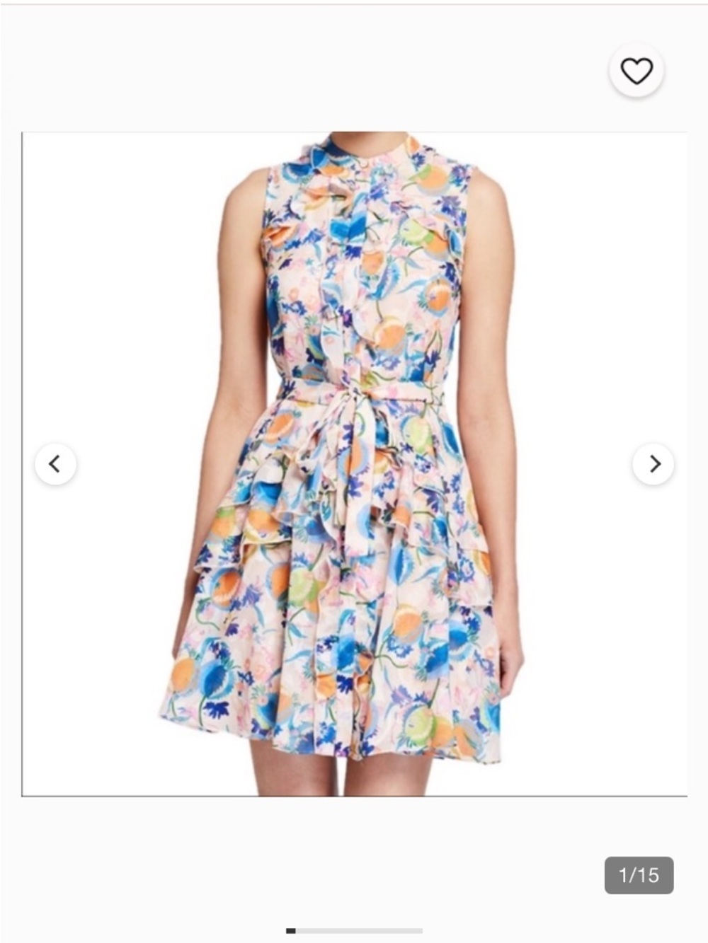 SALONI Sleeveless Pastel Floral Tie-Waist Midi Dress size 6
